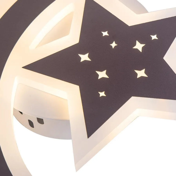 Lustra LED ELLY 36W, Luna si Stea, lumina Rece/Calda/Neutra, Maro