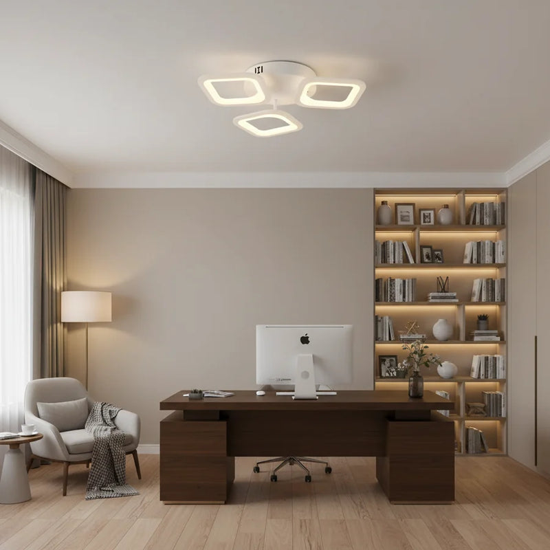 Lustra LED ERIKA 20W, 3 Patrate, Lumina Calda/Neutra/Rece, Alb, Metal si Acril-8