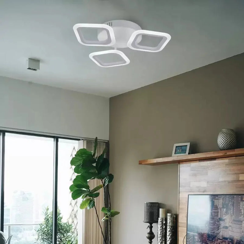 Lustra LED ERIKA 20W, 3 Patrate, Lumina Calda/Neutra/Rece, Alb, Metal si Acril-10