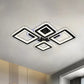 Lustra LED cu telecomanda si cristal QUADRIS RGB 82W, 4 Patrate, lumina Rece/Calda/Neutra, Dimabila, Negru