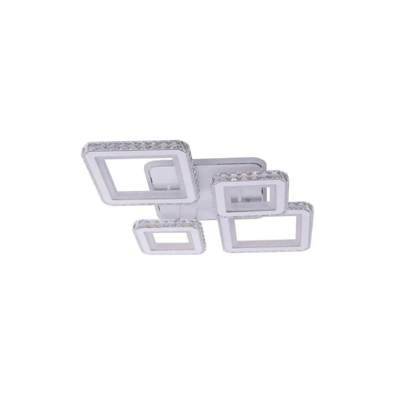 Lustra LED cu telecomanda si cristal QUADRIS RGB, 96W, 4 Patrate, lumina Rece/Calda/Neutra, Dimabila, Alb-4