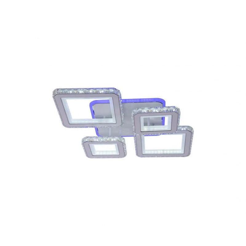 Lustra LED cu telecomanda si cristal QUADRIS RGB, 96W, 4 Patrate, lumina Rece/Calda/Neutra, Dimabila, Alb-3