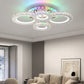 Lustra LED cu telecomanda si cristal NOVA ROTONDA RGB 82W, 4 Cercuri, lumina Rece/Calda/Neutra, Dimabila, Crom