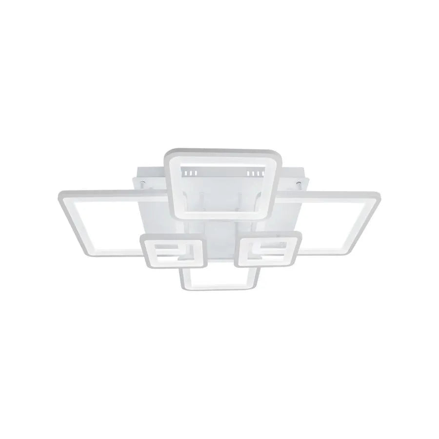 Lustra LED cu telecomanda ELLA 124W, 6 Patrate, lumina Rece/Calda/Neutra, Dimabila, Alb