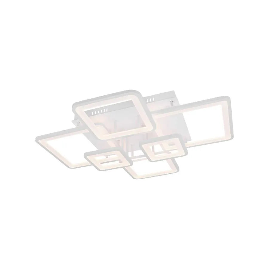 Lustra LED cu telecomanda ELLA 124W, 6 Patrate, lumina Rece/Calda/Neutra, Dimabila, Alb