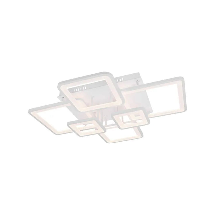 Lustra LED cu telecomanda ELLA 124W, 6 Patrate, lumina Rece/Calda/Neutra, Dimabila, Alb