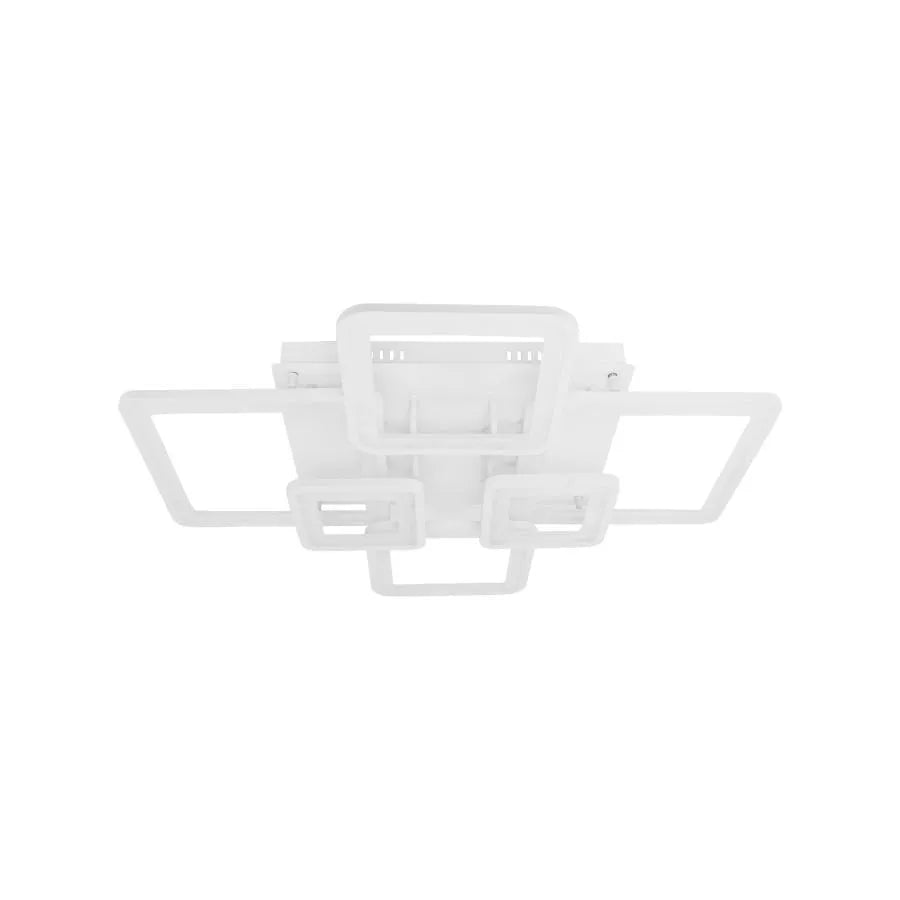 Lustra LED cu telecomanda ELLA 124W, 6 Patrate, lumina Rece/Calda/Neutra, Dimabila, Alb