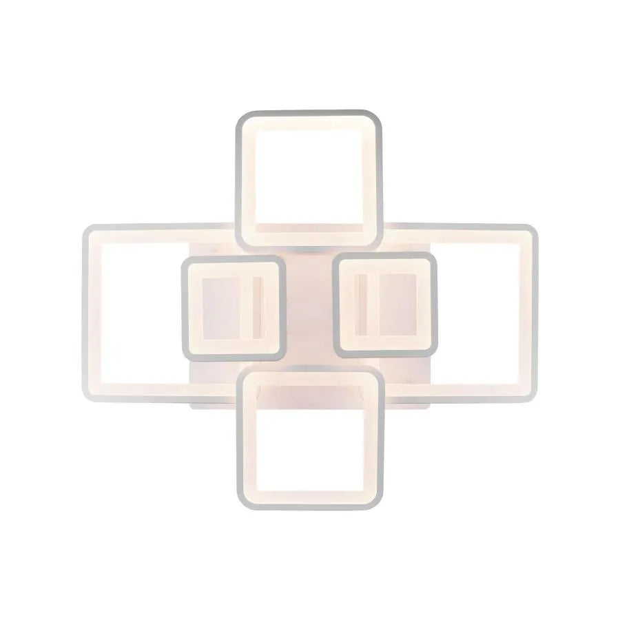 Lustra LED cu telecomanda ELLA 124W, 6 Patrate, lumina Rece/Calda/Neutra, Dimabila, Alb