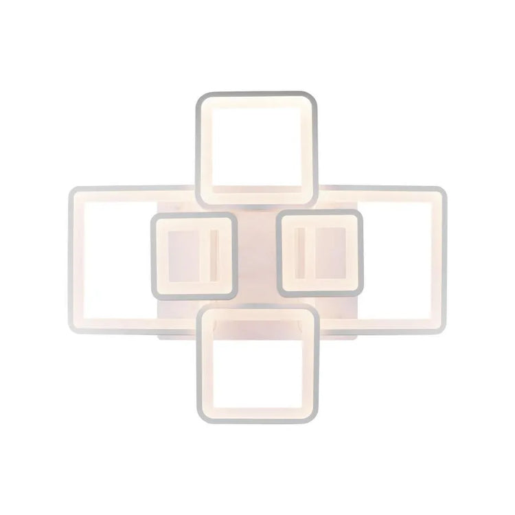 Lustra LED cu telecomanda ELLA 124W, 6 Patrate, lumina Rece/Calda/Neutra, Dimabila, Alb