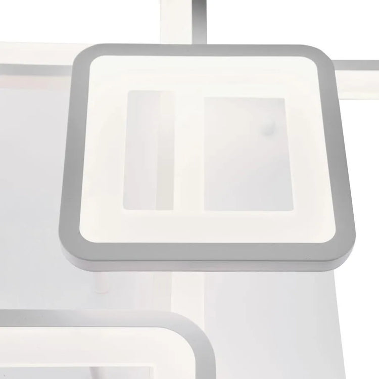 Lustra LED cu telecomanda ELLA 124W, 6 Patrate, lumina Rece/Calda/Neutra, Dimabila, Alb