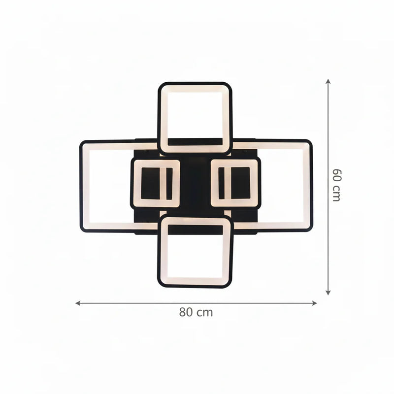 Lustra LED cu telecomanda ELLA 120W, 6 Patrate, lumina Rece/Calda/Neutra, Dimabila, Negru, Metal si Acril-10