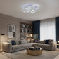 Lustra LED cu telecomanda si cristal NOVA ROTONDA RGB 145W, 6 Cercuri, lumina Rece/Calda/Neutra, Dimabila, Alb