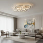 Lustra LED cu telecomanda si cristal NOVA ROTONDA RGB 145W, 6 Cercuri, lumina Rece/Calda/Neutra, Dimabila, Alb