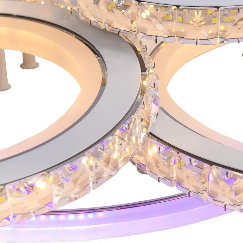 Lustra LED cu telecomanda si cristal NOVA ROTONDA RGB 145W, 6 Cercuri, lumina Rece/Calda/Neutra, Dimabila, Alb-5
