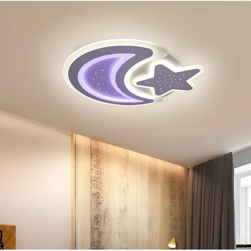 Lustra LED cu telecomanda CORALIA 81W, Luna si Stea, lumina Rece/Calda/Neutra Dimabila Alb-2