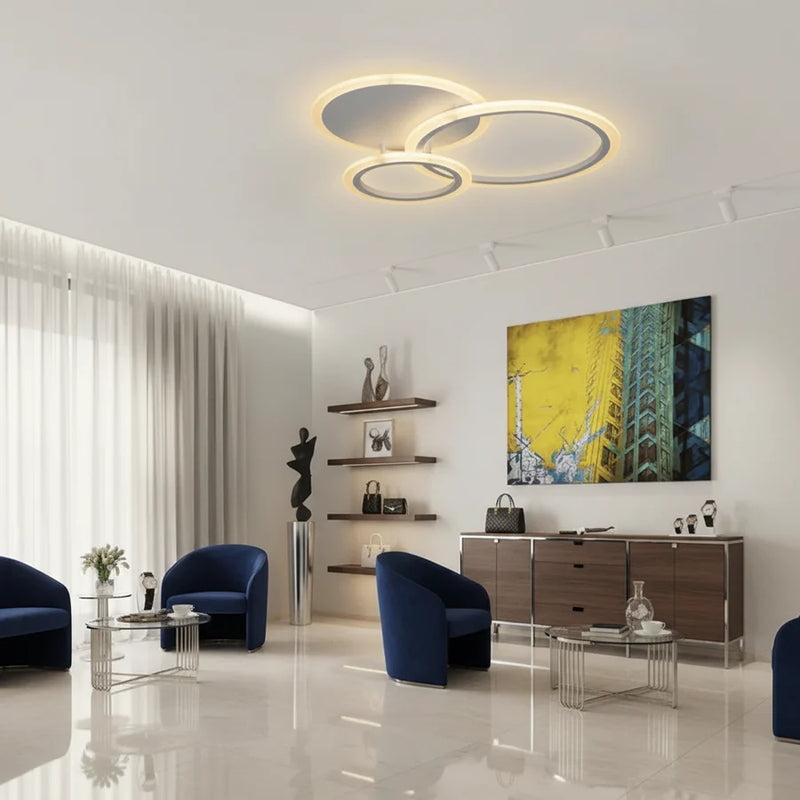 Lustra LED cu telecomanda LUCY 45W, 3 Cercuri, lumina Rece/Calda/Neutra, Dimabila, Alb-1