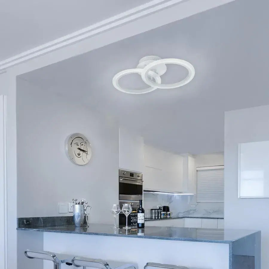 Lustra LED cu telecomanda BETTY 27W, 2 Cercuri, lumina Rece/Calda/Neutra, Dimabila, Alb