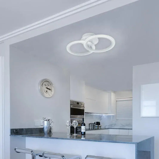 Lustra LED cu telecomanda BETTY 27W, 2 Cercuri, lumina Rece/Calda/Neutra, Dimabila, Alb