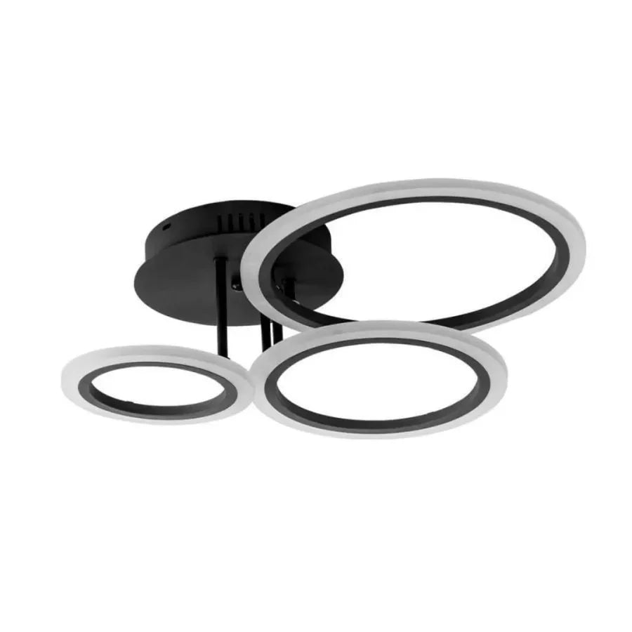 Lustra LED cu telecomanda BETTY 40W, 3 Cercuri, lumina Rece/Calda/Neutra, Dimabila, Negru