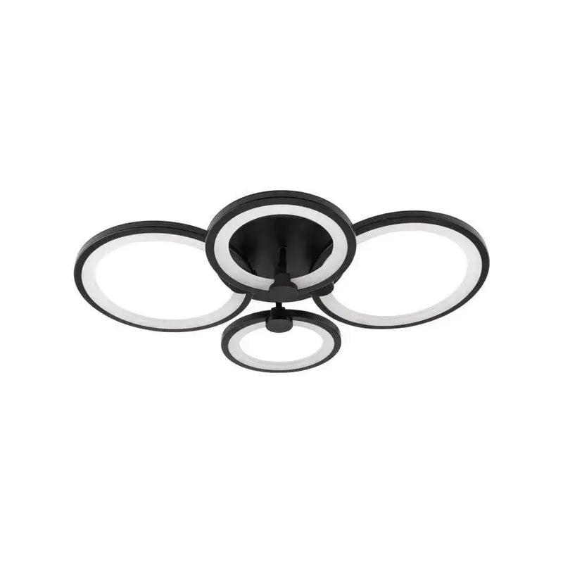 Lustra LED cu telecomanda ALANI 88W, 4 Cercuri, lumina Rece/Calda/Neutra, Dimabila, Negru-1