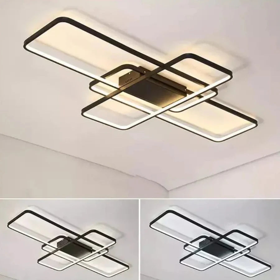 Lustra LED cu telecomanda AXIS 95W, 3 Elemente, lumina Rece/Calda/Neutra, Dimabila, Negru