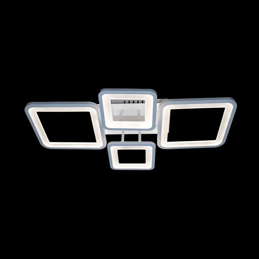 Lustra LED cu telecomanda ELLA 67W, 4 Patrate, lumina Rece/Calda/Neutra, Dimabila, Alb