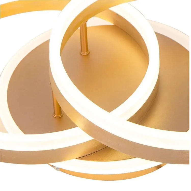 Lustra LED cu telecomanda LYRA 120W, 2 Cercuri, lumina Rece/Calda/Neutra, Dimabila, Auriu Periat