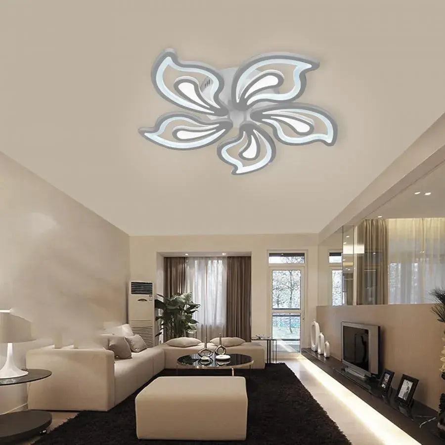 Lustra LED cu telecomanda GLORIOSA 96W, 5 Petale, lumina Rece/Calda/Neutra, Dimabila, Alb