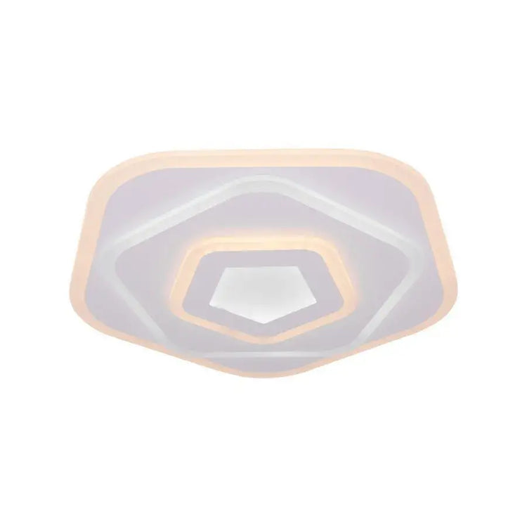 Lustra LED cu telecomanda PENTAGON 59W, 40cm, lumina Rece/Calda/Neutra, Alb
