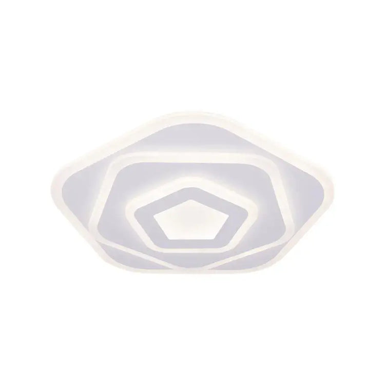 Lustra LED cu telecomanda PENTAGON 59W, 40cm, lumina Rece/Calda/Neutra, Alb