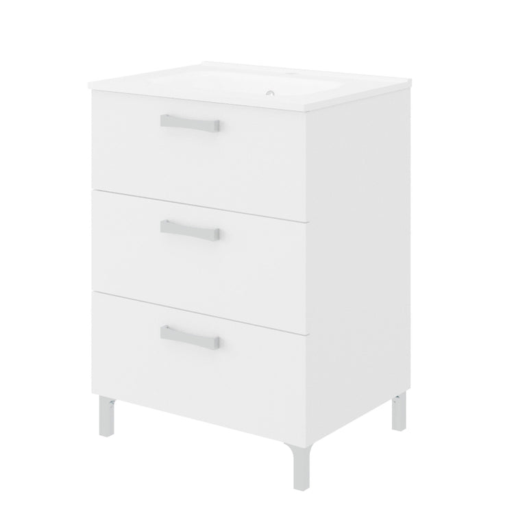 Masca baie + lavoar Savini Tokyo 60, cu sertare, alb, 61.5 x 71.5 x 46.5 cm