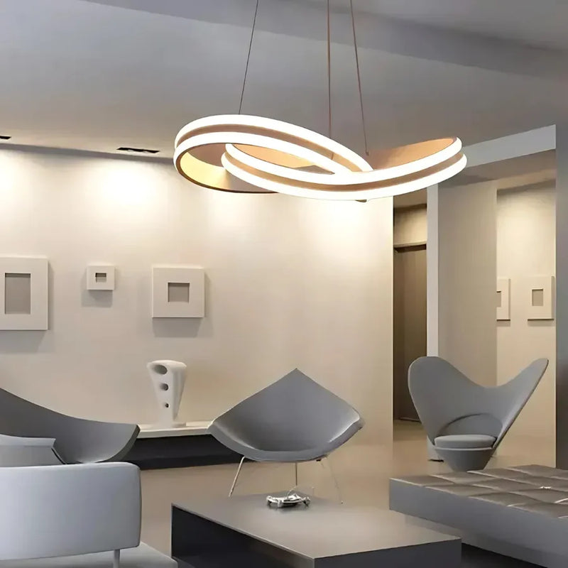 Lustra LED suspendata cu telecomanda INFINITY LOOP 120W, lumina Rece/Calda/Neutra, Dimabila, Alb, Inaltime Reglabila-1