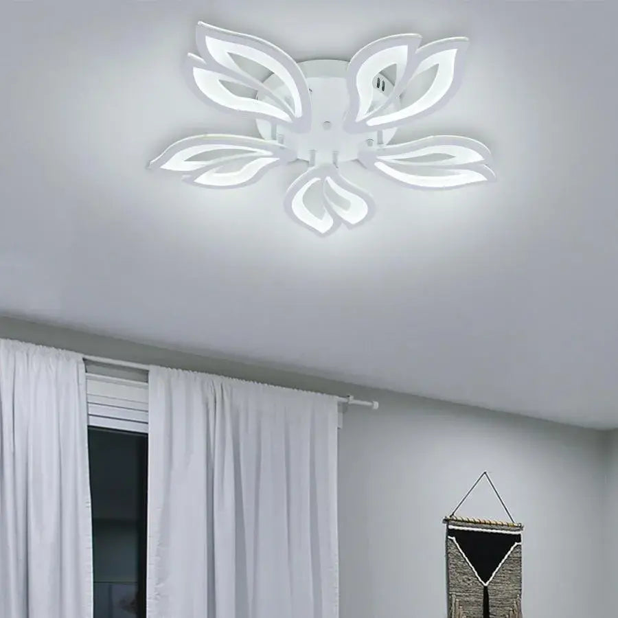 Lustra LED cu telecomanda LILY 86W, 5 Elemente, lumina Rece/Calda/Neutra, Dimabila, Alb