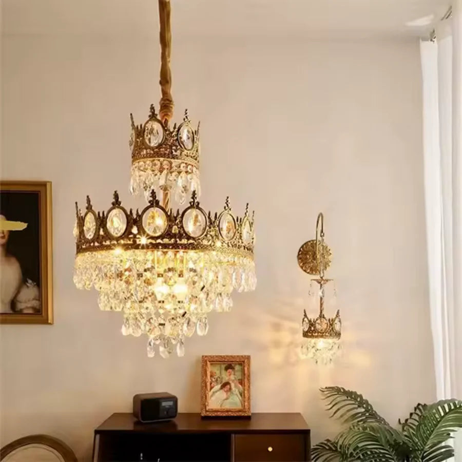 Candelabru Cristal REGALITE Petito, 6XE14, Diametru 45cm, Auriu Lucios, Inaltime Reglabila