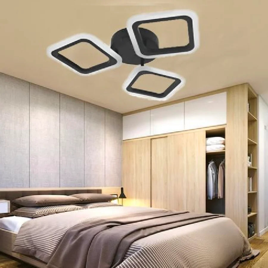 Lustra LED PULSARIS 40W, 3 Patrate, lumina Rece/Calda/Neutra, Negru