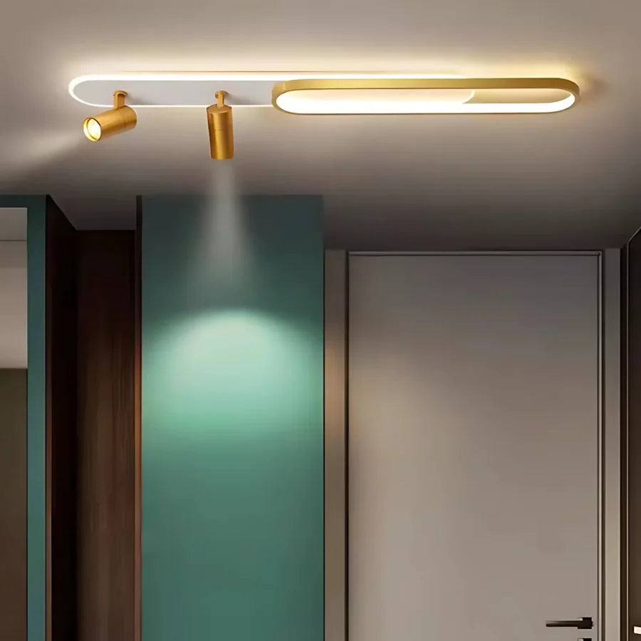 Lustra LED cu Proiector Reglabil FISSO Camilla, 66W, lumina Rece/Calda/Neutra, Auriu Lucios