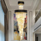 Candelabru Cristal CC900/700X2200, 34xE14, Diametru 70cm, Inaltime 220cm, Auriu Lucios si Negru, Inaltime Reglabila, Design Elegant
