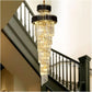 Candelabru Cristal CC900/700X2200, 34xE14, Diametru 70cm, Inaltime 220cm, Auriu Lucios si Negru, Inaltime Reglabila, Design Elegant