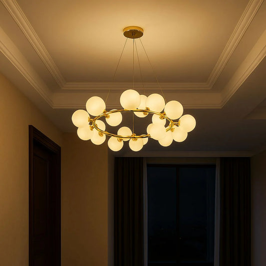 Lustra LOFT Chamber, 15x G9, Alb Auriu, Metal, Inaltime Reglabila, Modern