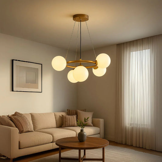 Lustra LOFT Chamber, 5x G9, Alb Auriu, Metal, Inaltime Reglabila, Modern