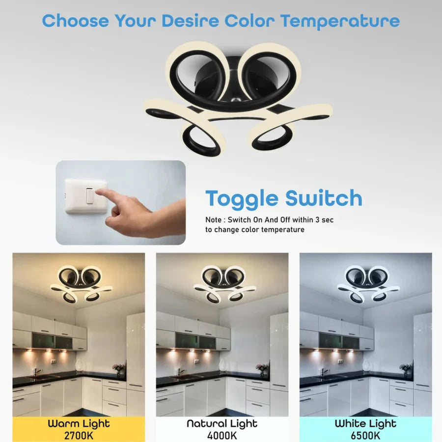 Lustra LED VERTEX HELIX, 15W, lumina Rece/Calda/Neutra, Negru