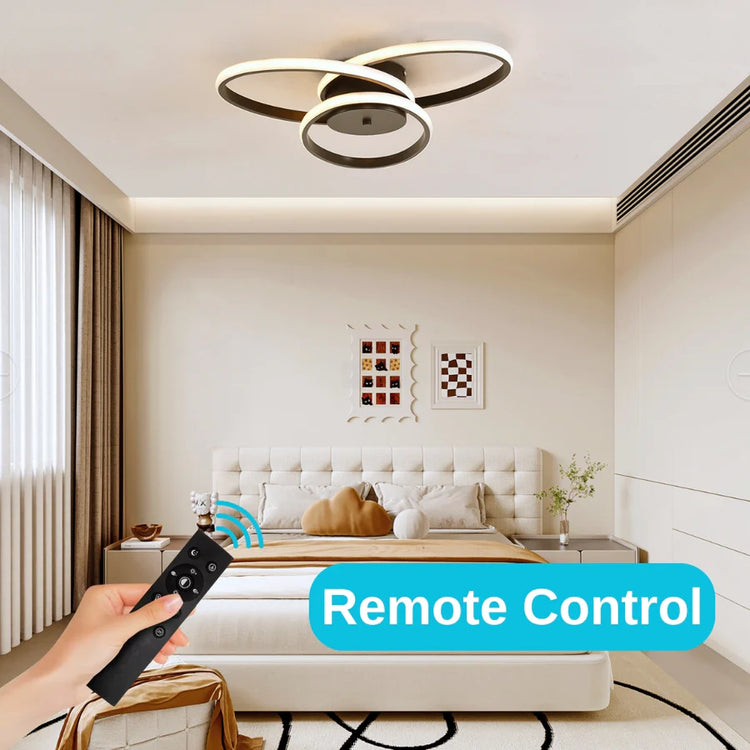 Lustra LED cu telecomanda ECATERINA 59W, lumina Rece/Calda/Neutra, Dimabila, Negru, Inaltime Reglabila