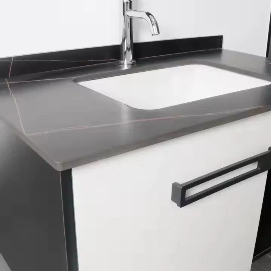 Set Mobilier pentru Baie CRETA, 60x40cm, 2 Piese, Negru si Alb