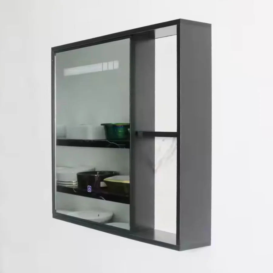 Set Mobilier pentru Baie CRETA, 60x40cm, 2 Piese, Negru si Alb