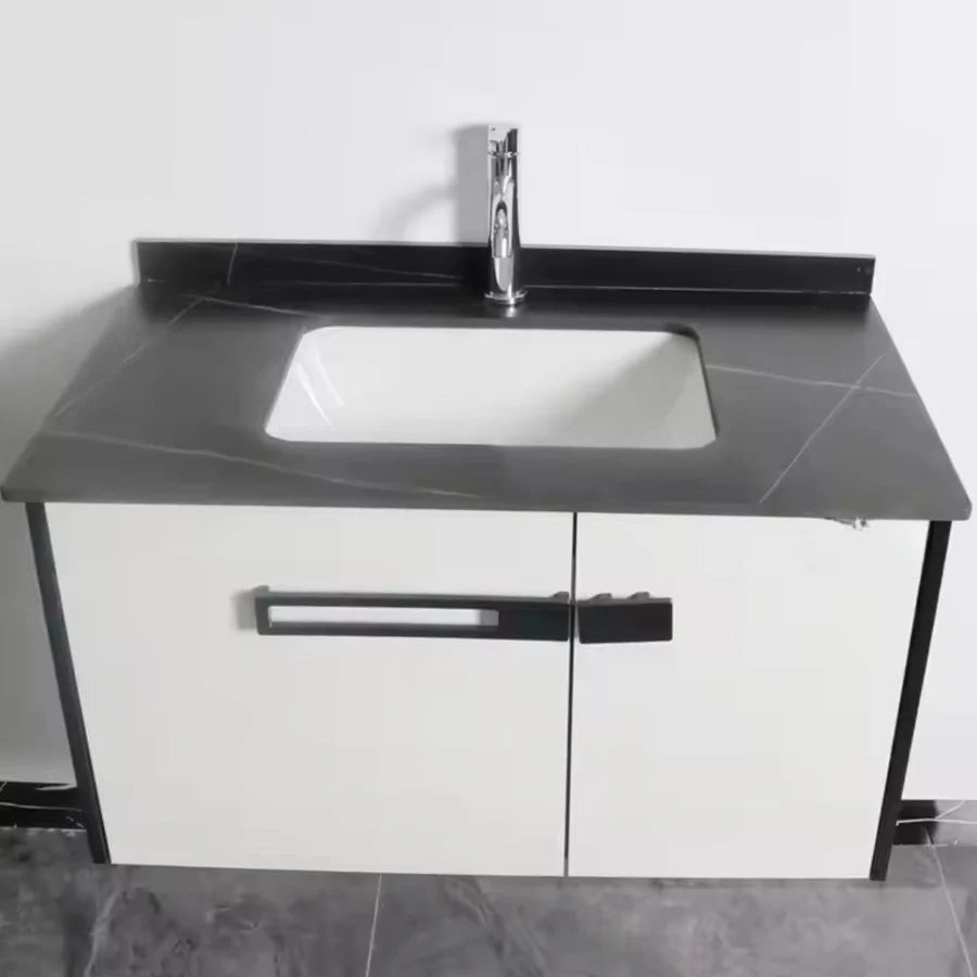 Set Mobilier pentru Baie CRETA, 60x40cm, 2 Piese, Negru si Alb