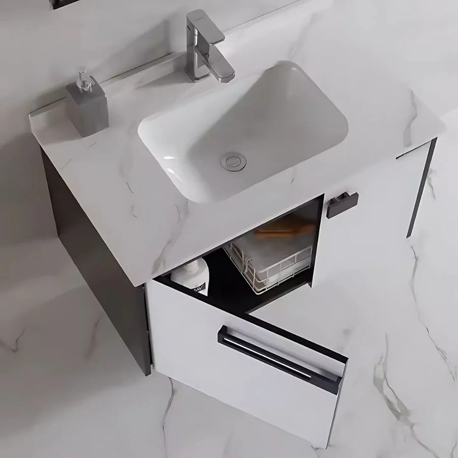 Set Mobilier pentru Baie CRETA, 60x40cm, 2 Piese, Negru si Alb