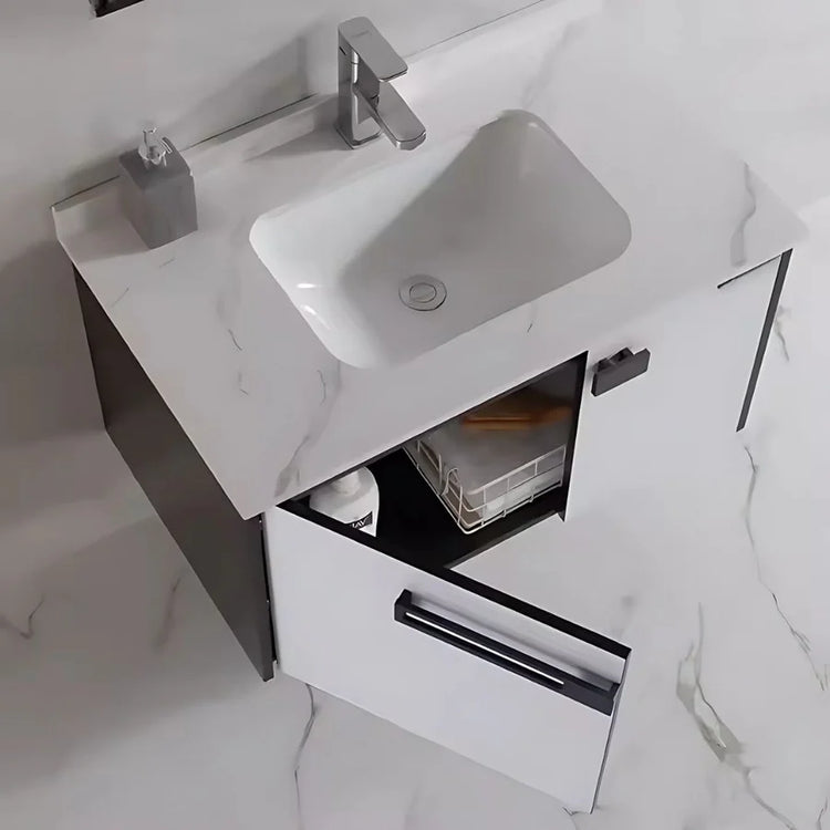 Set Mobilier pentru Baie CRETA, 60x40cm, 2 Piese, Negru si Alb