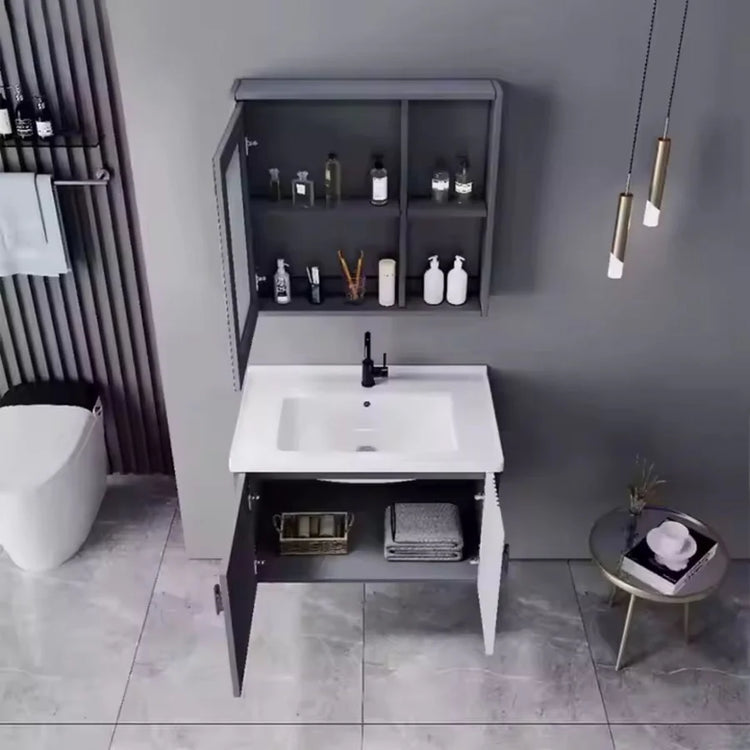 Set Mobilier pentru Baie MYKONOS, 80x40cm, 2 Piese, Gri si Alb