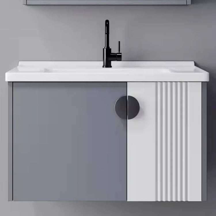 Set Mobilier pentru Baie MYKONOS, 80x40cm, 2 Piese, Gri si Alb