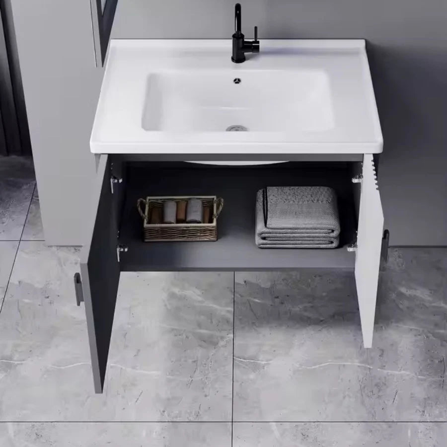 Set Mobilier pentru Baie MYKONOS, 80x40cm, 2 Piese, Gri si Alb